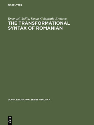 cover image of The transformational syntax of Romanian